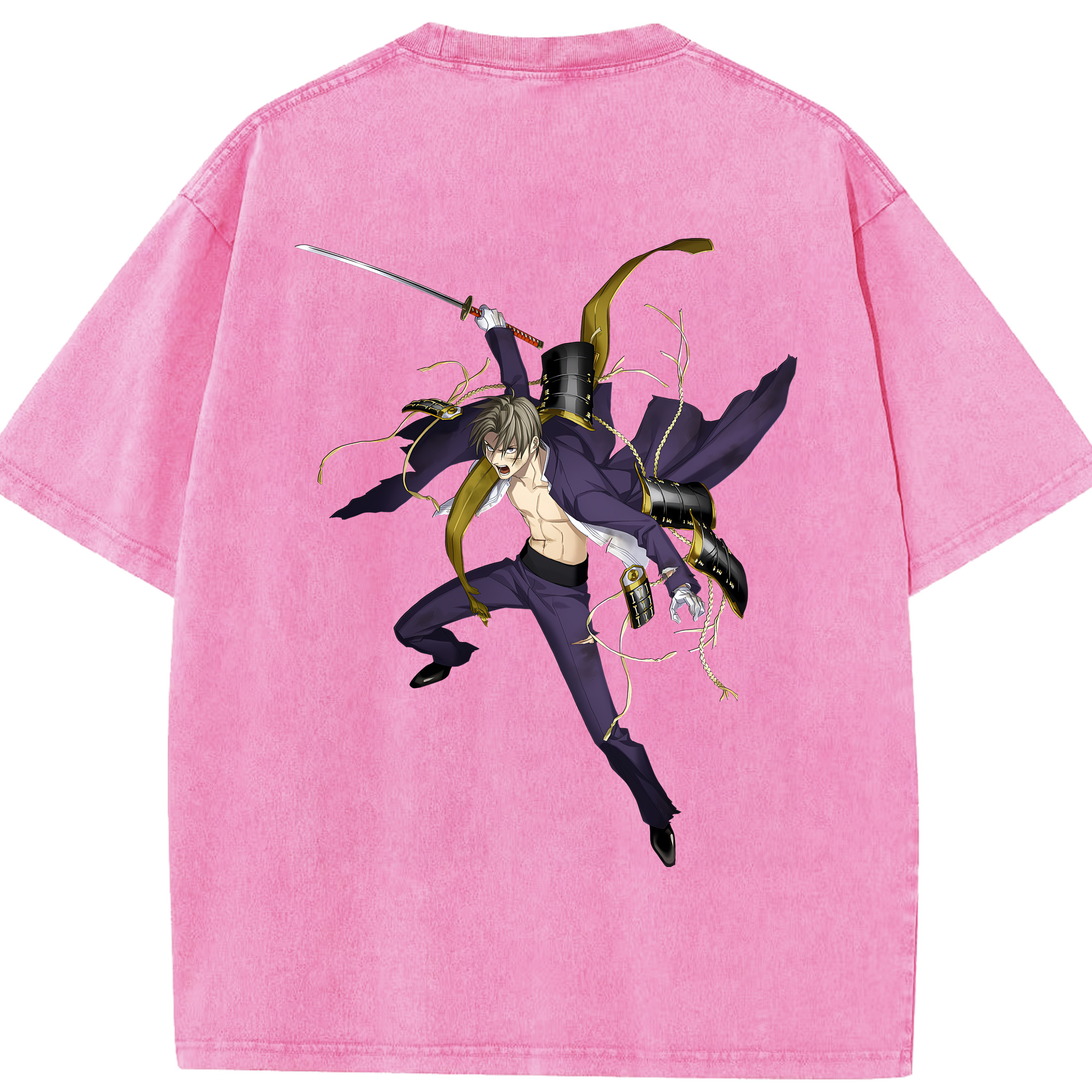 （画像用） 刀剣乱舞 Touken Ranbu 綿100% ヴィンテージ風 半袖Tシャツ（背面プリント）